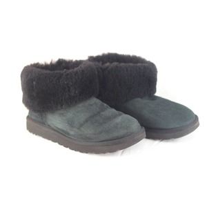 Ugg Classic Mini Fluff Genuine Shearling Bootie Black Size 8M Boot